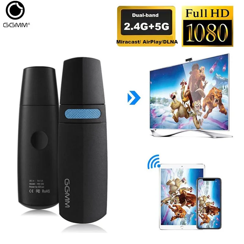 

GGMM Upgrade 5G+2.4G Wireless Display Dongle Mini Record Streaming Transmitter HDMI Wifi Display Adapter Miracast Dongle With Fu