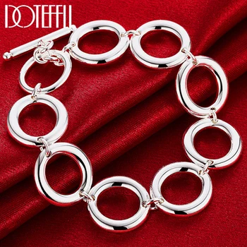 

DOTEFFIL 925 Sterling Silver Circle O Bracelet Women Jewelry Round Bracelet 20cm For Wedding Engagement Girls Lady Gift