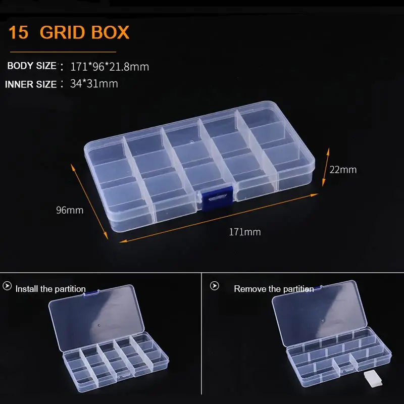 Sale Adjustable 3-36 Grids Compartment Plastic Storage Box Jewelry Earring Bead Screw Holder Case Display Organizer Container