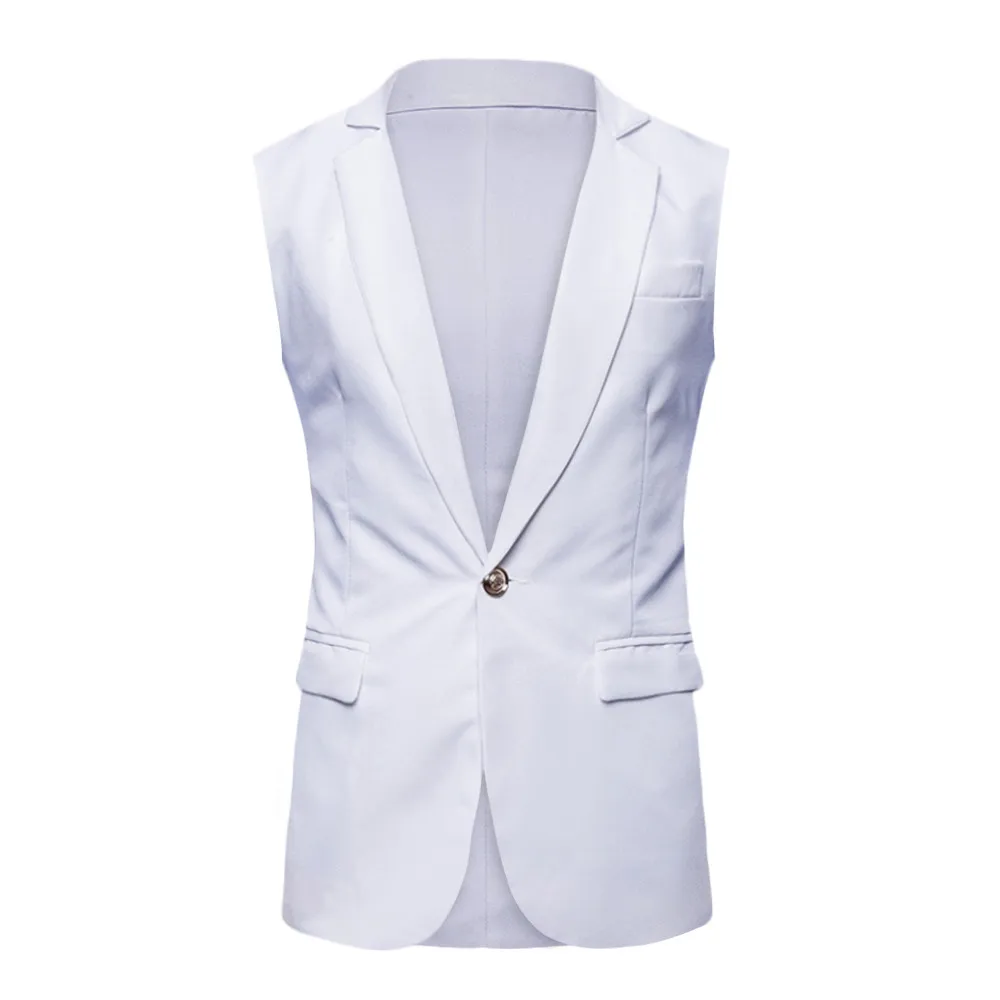 Белый New Wedding High-quality Goods Cotton Men's Fashion Design Suit Vest Grey Black High-end Men's Business Casual Suit Vest - Цвет: Белый