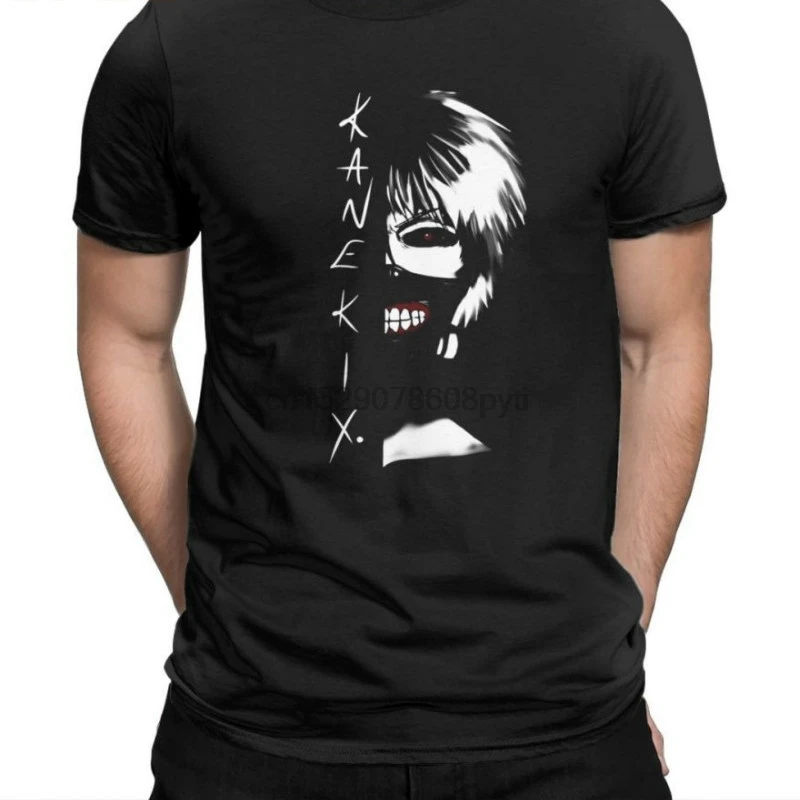 Футболки с рисунком аниме Токийский Гуль Kaneki Face отличные мужские футболки из