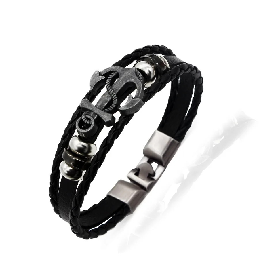 

2020 Men's Fashion Bracelet Cowhide Anchor Bracelet Punk Vintage Bracelet Anchor Bracelet Men