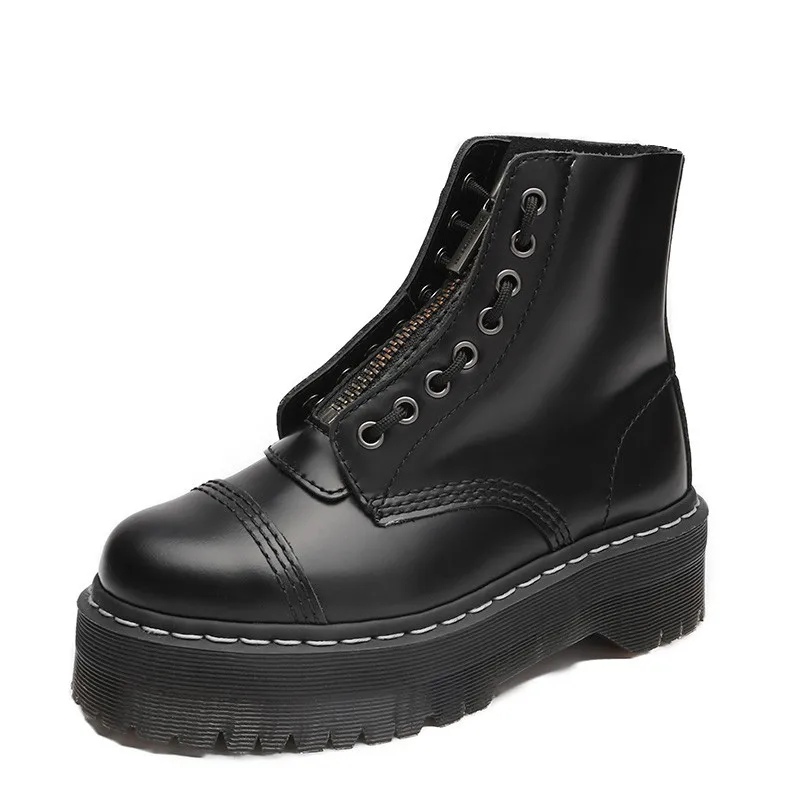 Size35-41 не сужающийся книзу массивный мотоботы стиле из натуральной кожи для