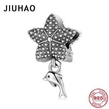 

925 Sterling Silver Star shape starfish with dangle Baby dolphin Charms For Bracelet jewelry making diy designer Accessories