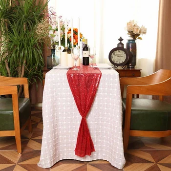 

5pcs Glitter Sequin Table Runners Wedding Banquet Sparkly Table Runner Party Event Tablecloth Decor