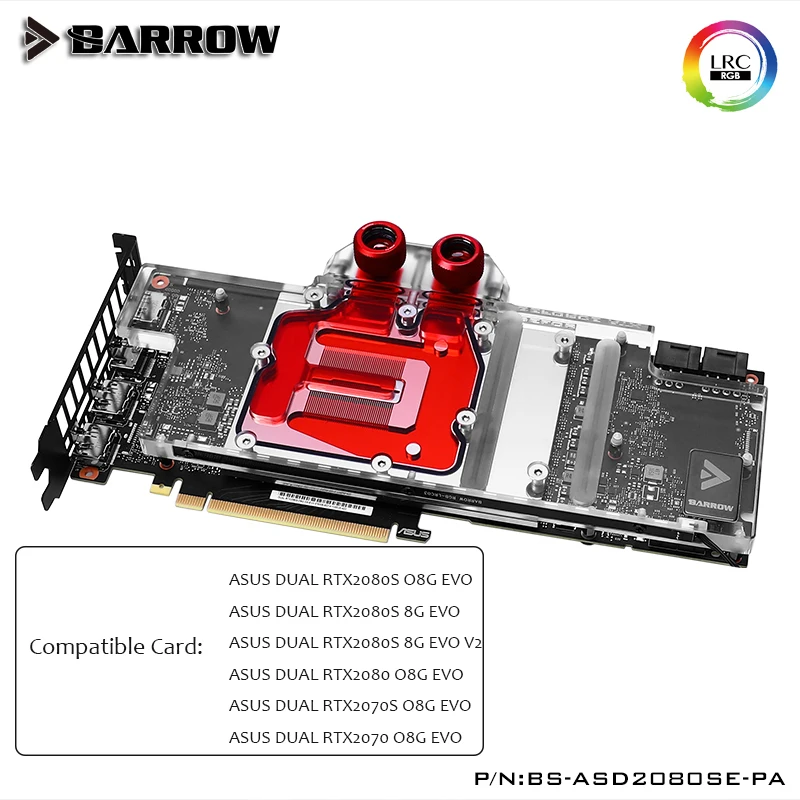 Водяной блок Barrow GPU для ASUS DUAL RTX2080S RTX2080 RTX2070S RTX2070 O8G EVO Cooler BS ASD2080SE