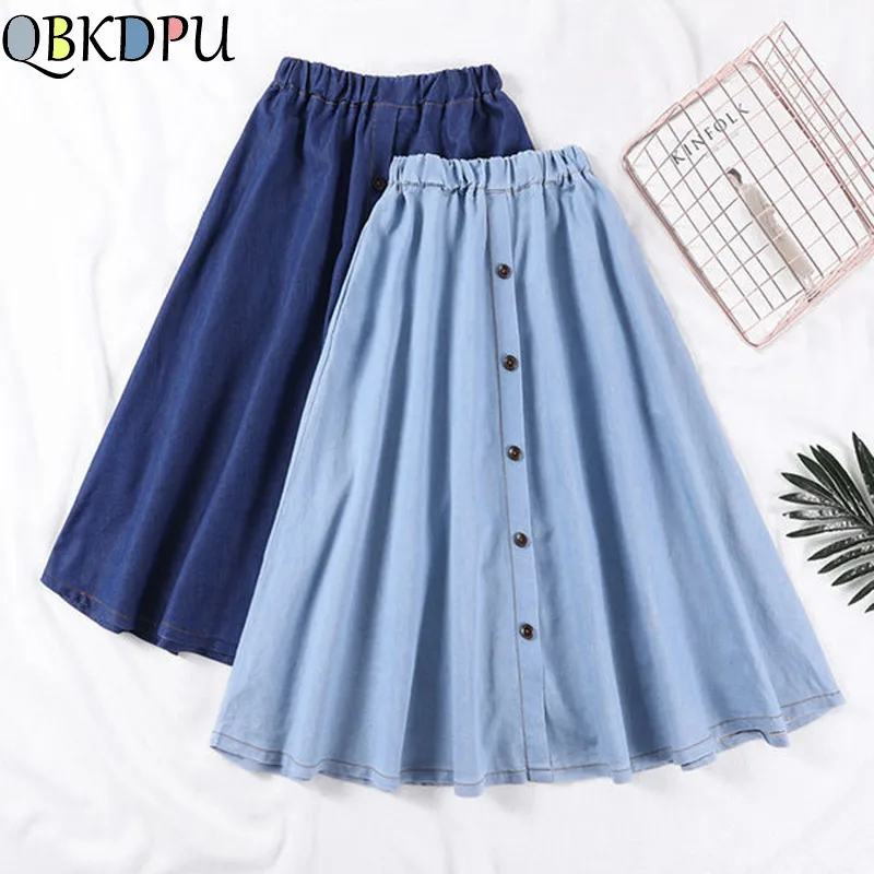 Женская джинсовая юбка с завышенной талией большого размера|Юбки| |