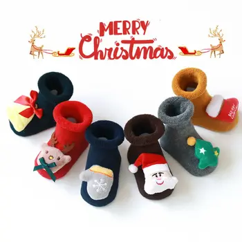 

2020 New 0-3Y Cute Baby Christmas Stockings Santa Floor Socks Silicone Non-slip Socks Silicone Non-slip Baby Sock HOT