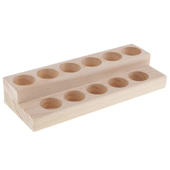

2 Tiers Unfinished Wooden Essential Oils Storage Rack, Solid Wood Essential Oils Nail Polish Display Holder