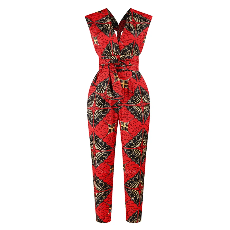 Fashion Ladies 2022 News African Clothes Ankara Style DIY Bandage Robe Africaine Dashiki Jumpsuit Ethnic Sexy Dresses for Women african traditional attire