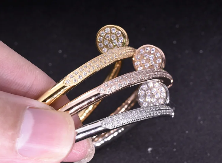 

316L stainless steel Jewelry nail bracelet 3A Cubic Zirconia Party one circle bracelet for women accessories Designer Fashion