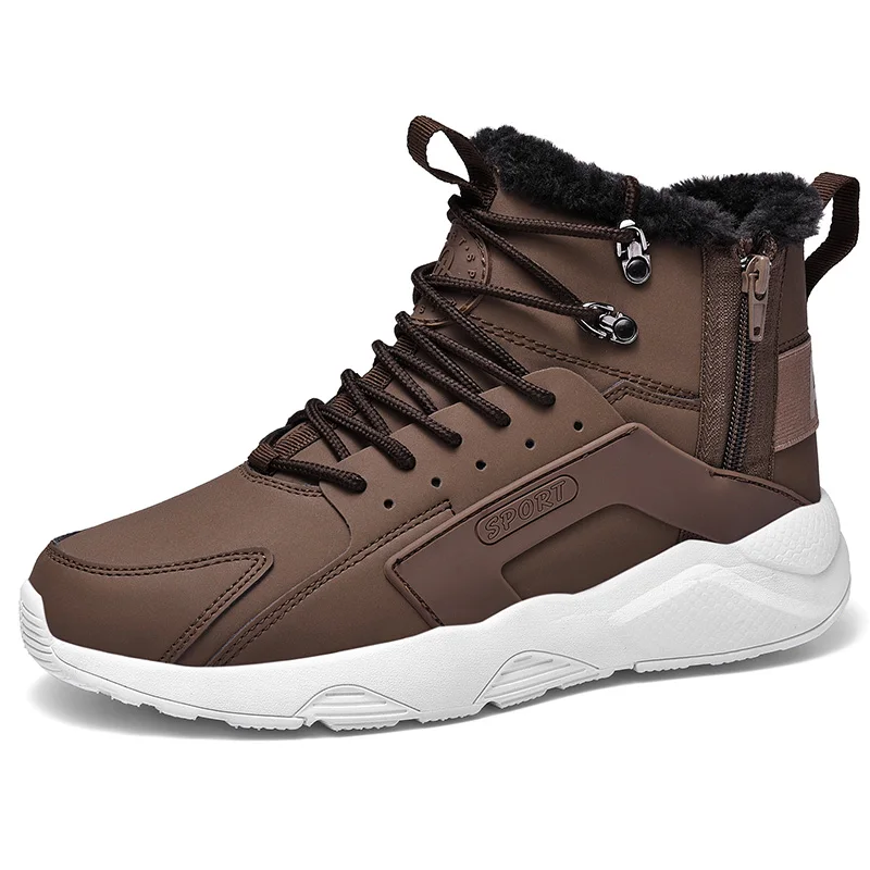 

2019 Big Size Warm Fur Snow Boots Men Winter Soft Shoes Mens Ankle Waterproof shoe Man Casual Comfortable Boot Black O11-09