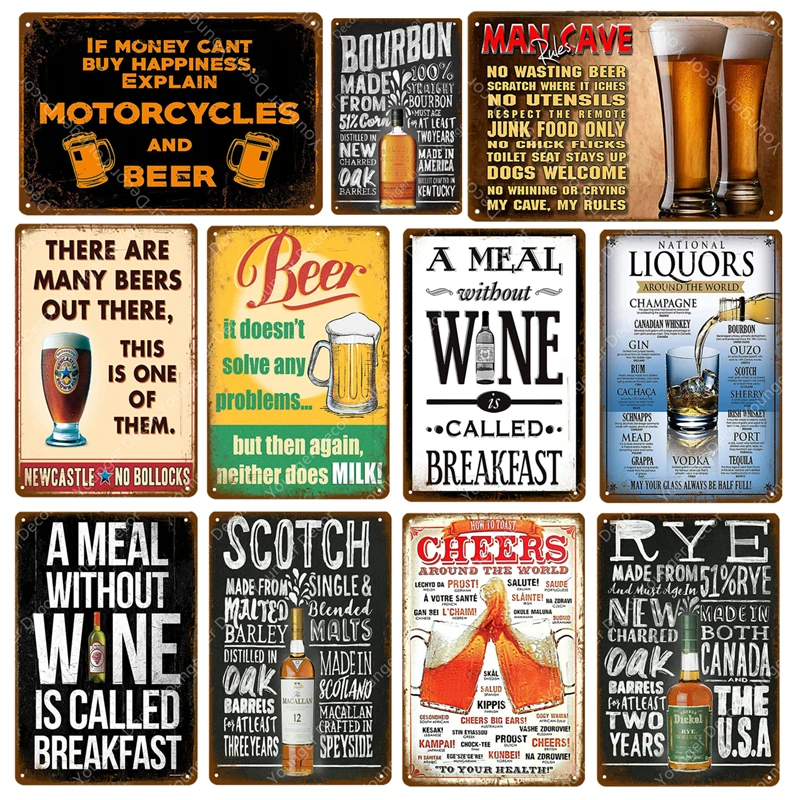 Man Cave Rules Beer Bar Metal Tin Sign Garage Wall Decor Poster 