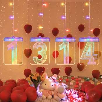 

Remote Led Lights Decoration Strings Numbers Pendant Mariage USB Powered 3D Twinkle Lights Wedding Party Room 1314 520 Letters