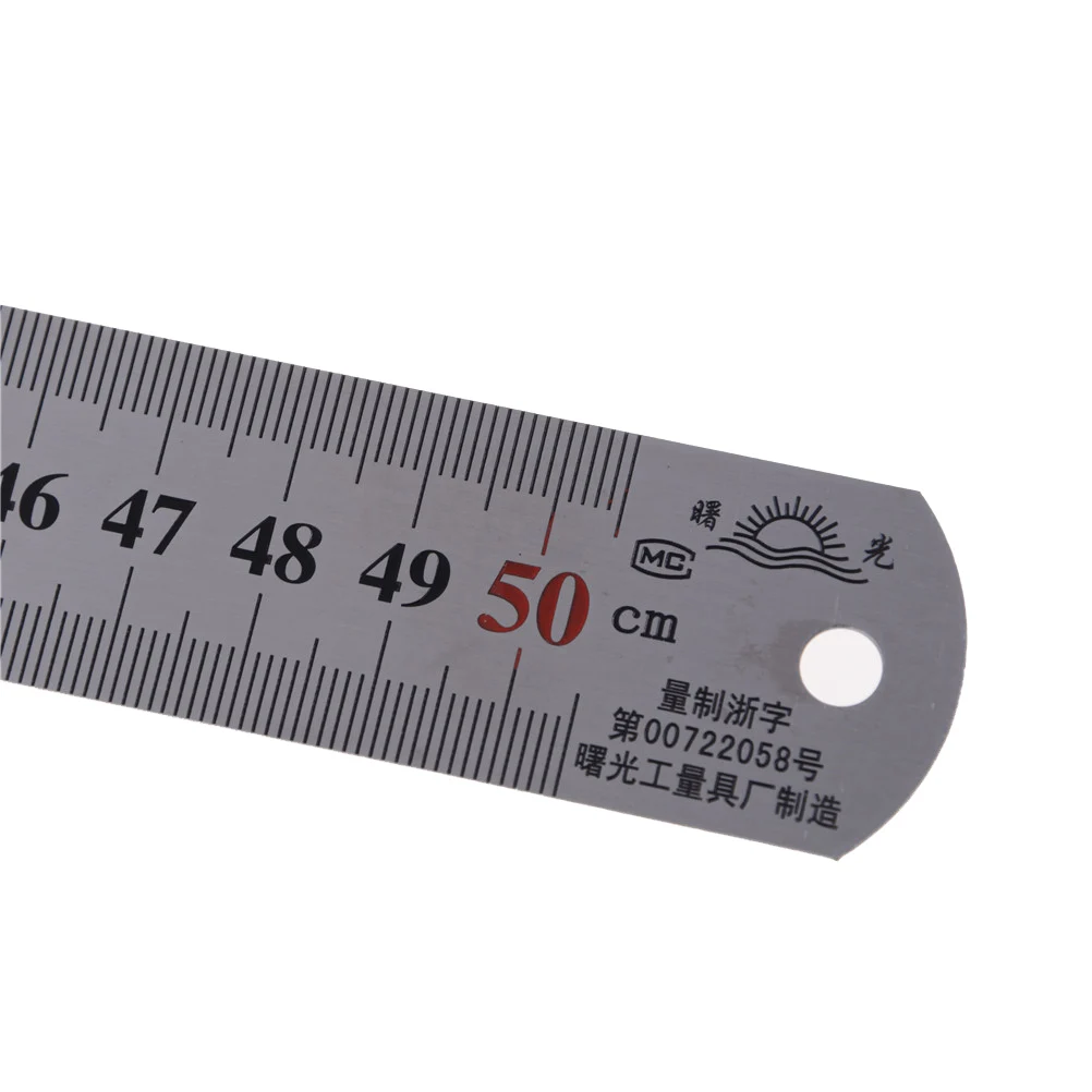 Regla recta de Metal de 50Cm y 20 pulgadas, regla de precisión de doble cara, accesorios para reglas