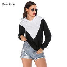 Autumn Winter Women Hooded Sweatshirt Casual Loose Hoodies For Woman Black White Patchwork Color Pullover Tops Female Tracksuit Autumn Winter Women Hooded Sweatshirt Casual Loose Hoodies For Woman Black White Patchwork Color Pullover Tops Female Tracksuit