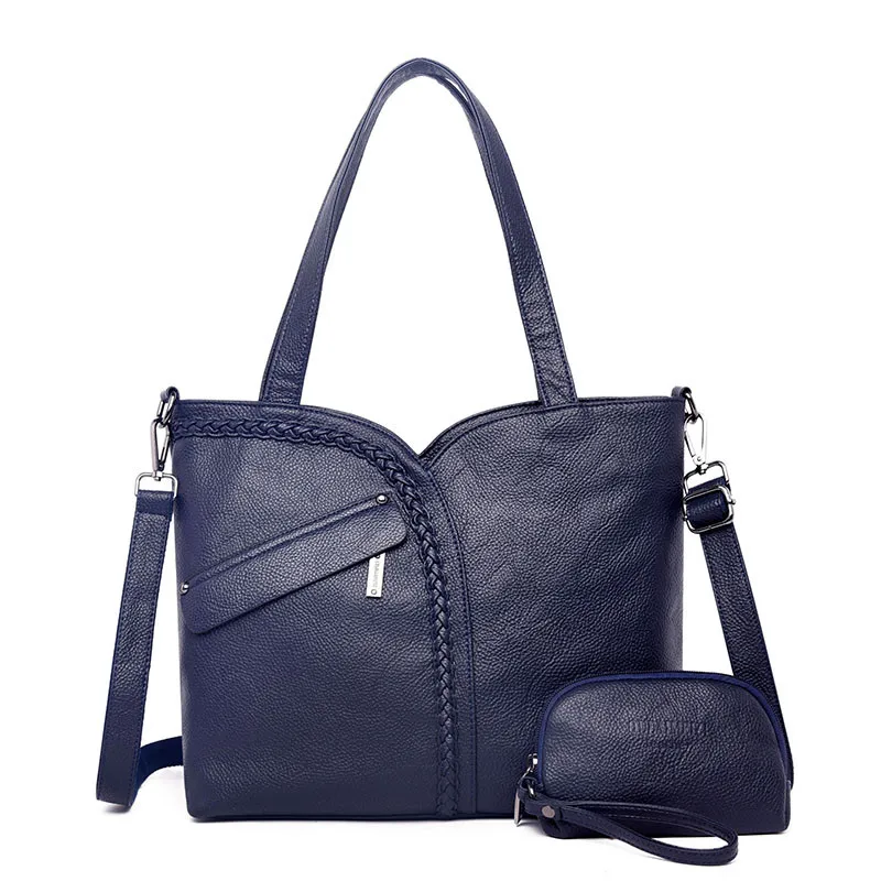 2 комплекта, вместительные женские сумки, сумки через плечо, женские сумки-мессенджеры с монетами, знаменитые дизайнерские кожаные сумки - Цвет: BLUE