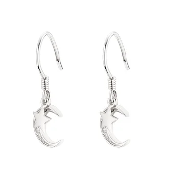 

Moon Star Women's Earrings Hook Stud Dangle Earrings Gold 925 Sterling Sliver Color Crescent Charm Jewelry Accessories