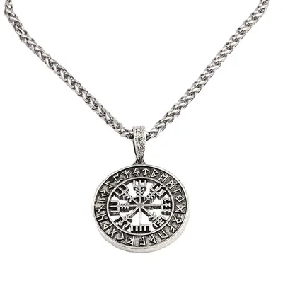 Викинг исландский Vegvisir шлем ужас в руническом круге кулон волшебный компас с кольями Рунический амулет колье ожерелье