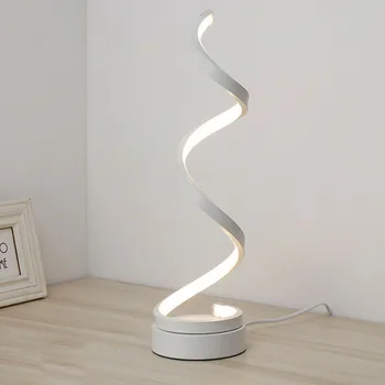 

12W LED Strip Table Light 100-200V Desk Lamp Spiral Acrylic Creative Art Table Lamps Bedside Bedroom Reading Light