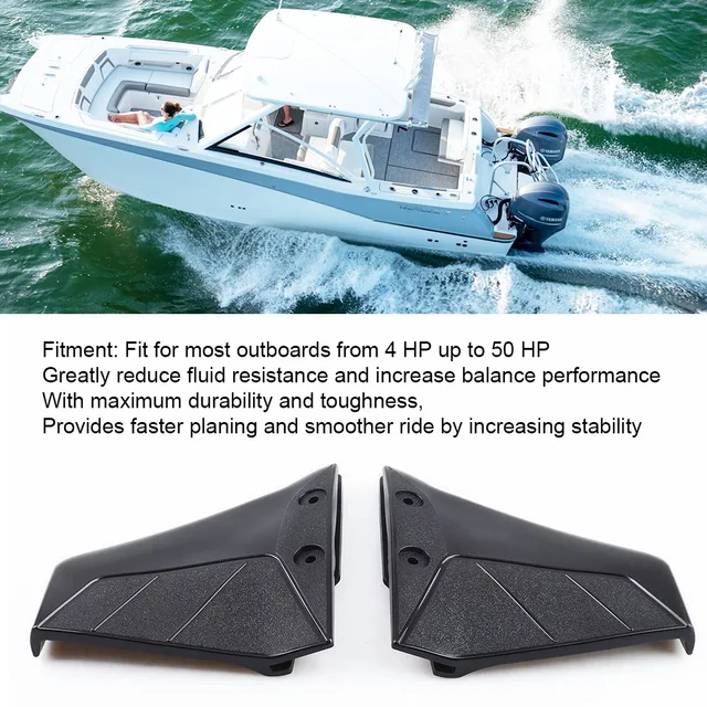 Stabilisateur de moteur de bateau en aluminium, 1 paire pour hors bord 4 50HP avec écrou à boulon ABS, pièces de bateau noires -2