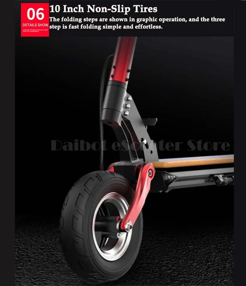 Daibot Off Road Electric Skateboard Two Wheels Electric Scooters Double Drive 10 Inch 500W Foldable Powerful Electric Scooter (15)