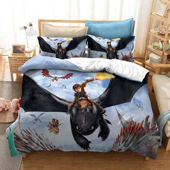 

Home Textile 3D How To Train Your Dragon Printed Bedding Set Children Duvet Cover Set Pillowcase Europe/USA/Au King Size