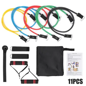 

11pcs 150LB Durable Portable Emulsion Fitness Equipments Elastic Rope Stretch Arm Apparatus Removable Muscle Training Equipment