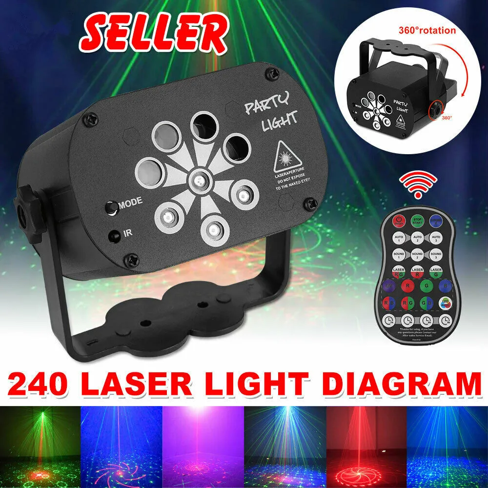 69/129 Patterns USB Rechargeable Led Laser Projector Lights RGB UV DJ Sound  Party Disco Light for Wedding Birthday Party dj Home