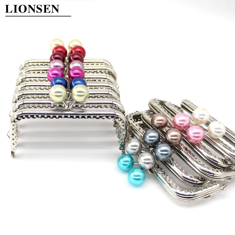 1 Uds súper encantador 10,5 CM encaje de plata del grano de la perla de la cabeza del marco del monedero del Metal beso cierre de la bolsa de bricolaje Accesorios