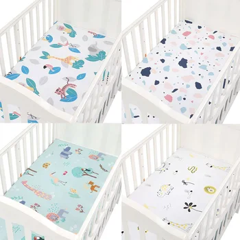 

100% Cotton Crib Fitted Sheets Infant Bedding Set Kids Mini Cot Sheet Soft Baby Bed Mattress Covers Printed Newborn
