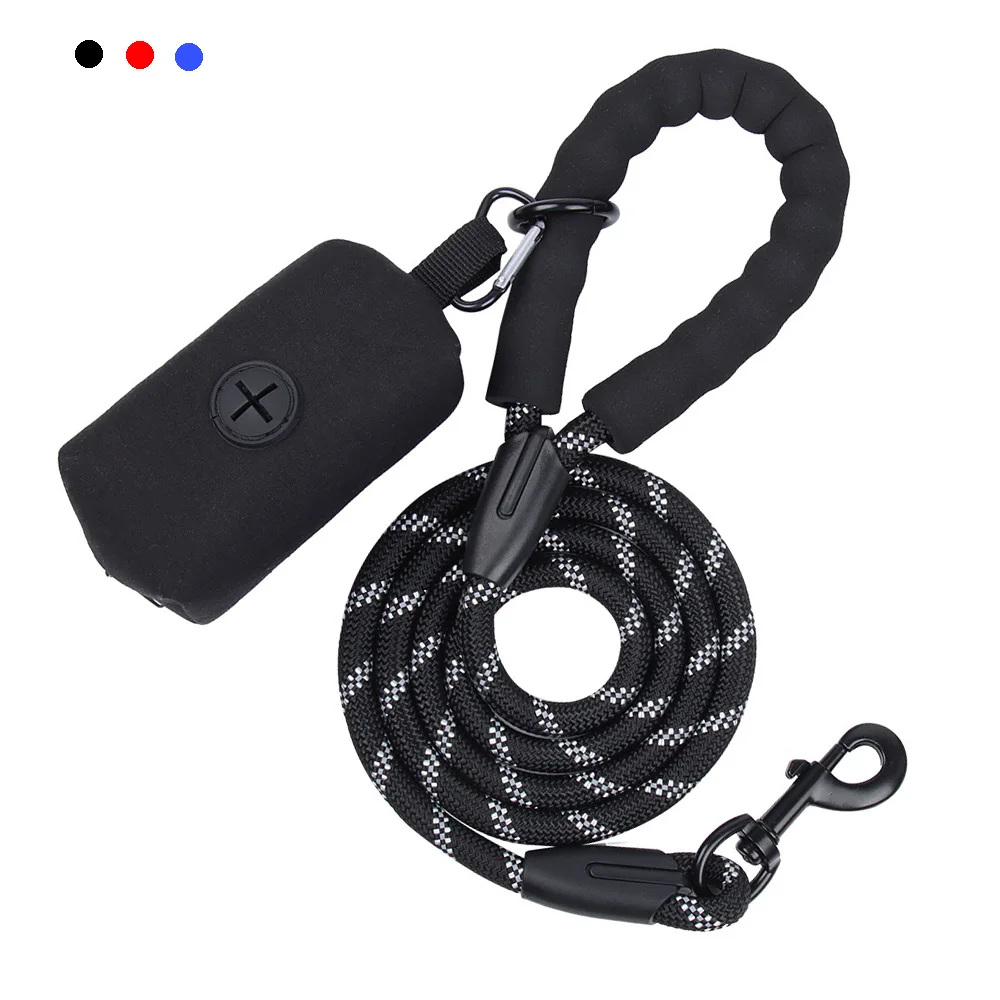 Durable Dog Leash With Poop Bag Dispenser Strong Reflective Pet Rope