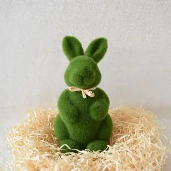 

Lovely Handmade Moss Rabbit Artificial Turf Grass Easter Bunny Home Office Decor K1MF
