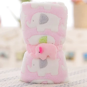 

Cute Elephant Cartoon Baby Blanket Newborn Elephant Air Conditioning Quilt Coral Velvet Pillow Quilt dual-use Baby Products