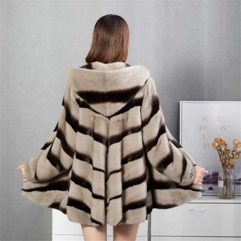 New imitation mink fake fur coat female middle long hooded fashion warm coat female high quality Large size fur coat G1141