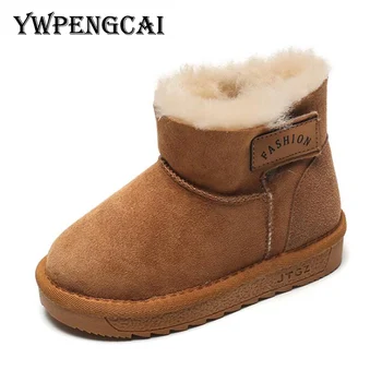 

Size 21-37 Winter Kids Natural Fur Snow Boots Soft Warm Baby Girl Toddler Boots Boys Ankle Boots Genuine Leather Girls Boots