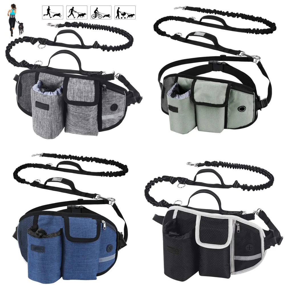Running Hands Free Dog Leash Set Multifunctional Belt Bag Pet Collar Reflective Waterproof Nylon Material Unique Design | Дом и сад