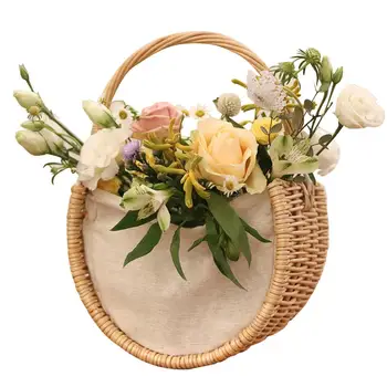 

Handmade Storage Basket Wicker Artificial Flower Baskets Straw Rattan Green Plant Flower Pots Home Garden Decoration
