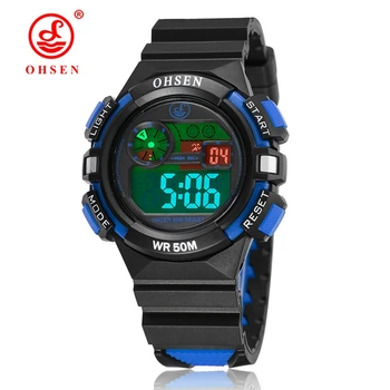 

2019 Digital LED Kids boy Wristwatch Waterproof Blue silicone Sport Children watch Student Fashion electronic LED Watches Gift