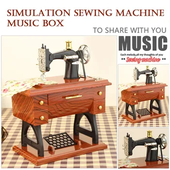 

Kids Baby Sewing machine Music Box Mini Vintage Creative Retro Sewing Clockwork Music Box Gift Table Ornament Home Decoration