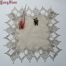 1Pcs Vintage Lace Trim Embroidered Table Linens Placemat Pad For Decoration