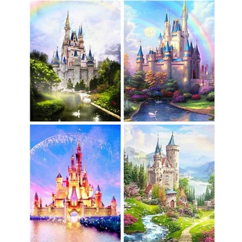 

AZQSD Diamond Painting 5d Castle Cross Stitch Rhinestones Diamond Embroidery Scenery Gift Handicrafts Home Decor Wall Art