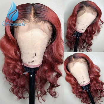 

Red Ombre Color Lace Front Wigs with Baby Hair 150% Density Brazilian Remy Human Hair Wigs Body Wave Glueless Lace Wigs