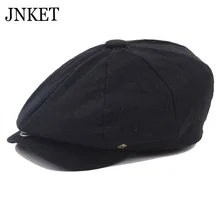 JNKET Ретро осень-зима берета Повседневное восьмиугольная Кепки Для мужчин Для женщин на плоской подошве Кепки s с закруглёнными краями и пуговицей сверху, брюки, шапочка, хлопковая шляпа берет Кепки Casquette
