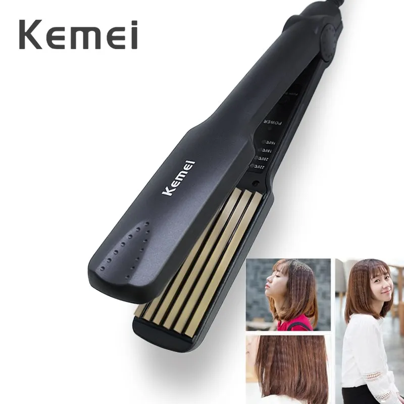 Fast Warming Hair Curler Straightening Irons Professional Tourmaline Ceramic Hair Straightener Corrugated Irons Styling Tool 45D photo