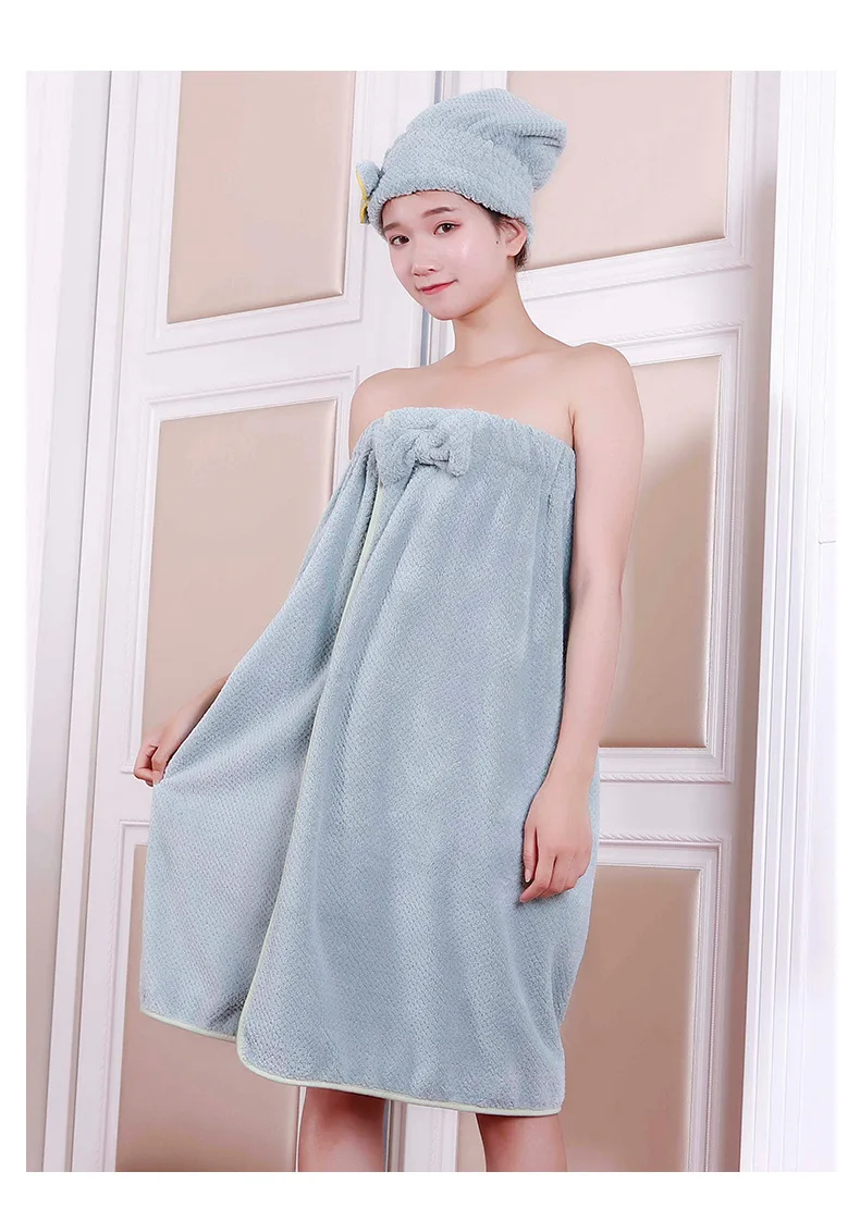 New Style Ultra-strength Water-Absorbing Pineapple Case Bow Tube Top Bath Skirt Set Cute Coral Velvet Wearable Bath Towel Dry Ha