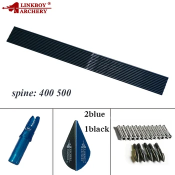 

12PCS Archery Carbon Arrow Shaft spine400 2'' Vanes Nocks Broadheads Compound Traditional Bow DIY Archery Hunting Accessories