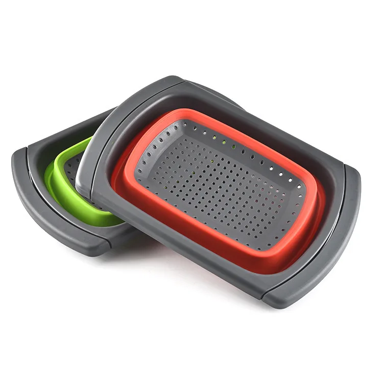 

Square Folding Drain Basket Retractable Fruit Basket Household Fruit Basket Washing Vegetable Basket Folding Adjustable Drain Ba