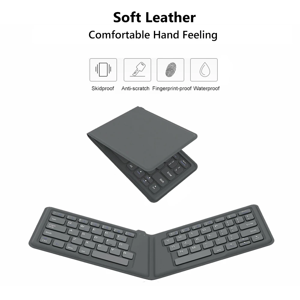 Goedkoop Avatto A20 Draagbare Lederen Vouwen Mini Bluetooth Toetsenbord Opvouwbare Draadloze Toetsenbord Voor Iphone, Android Telefoon, Tablet, Ipad, Pc