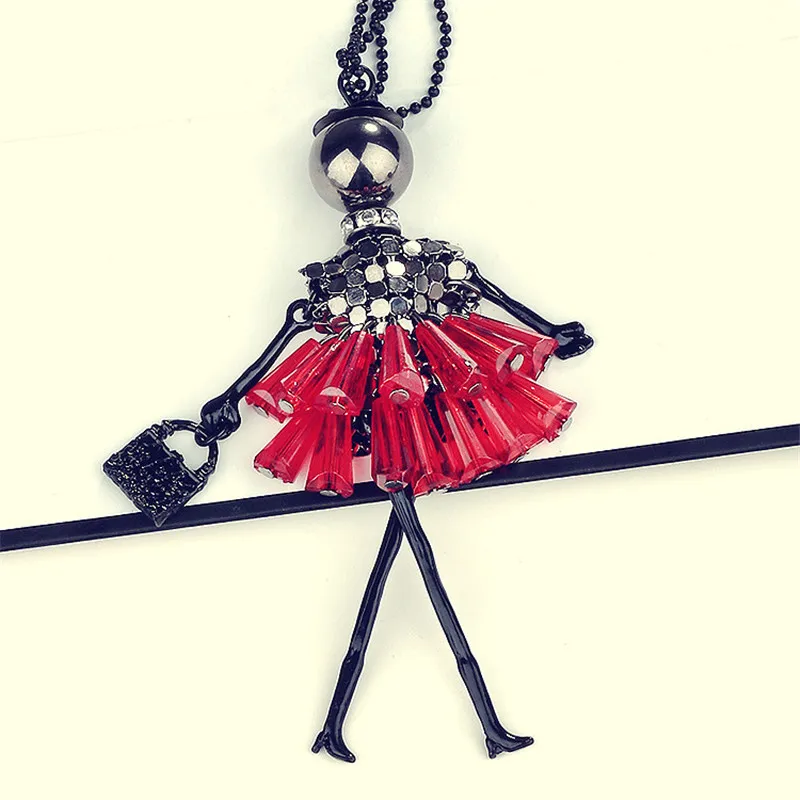 Модное корейское ожерелье для женщин Vsco Милая фарфоровая кукла жемчужное хрустальное ожерелье длинный свитер ожерелье аксессуары